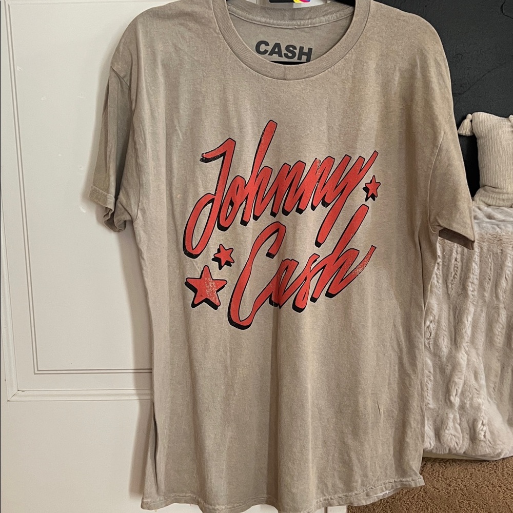75.   Grey Green Johnny Cash Tee NWOT